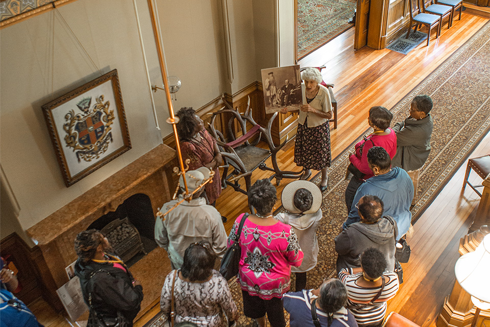 Tour group at the Rutherford B. Hayes Presidential Library and Museums (photo by Laura Watilo Blake)