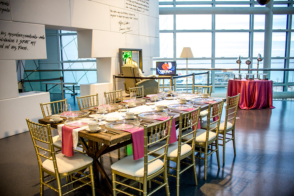 Meal set up in The Wall at Rock and Roll Hall of Fame (courtesy of Rock and Roll Hall of Fame)